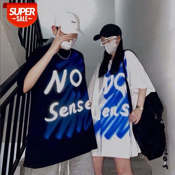 

t-shirt women and men summer 2020 new high rate of turning back reflective and loose cotton harajuku style ins tshirt #oa4s, White