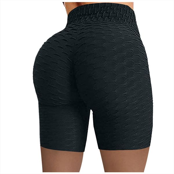 

high waist seamless jacquard women legging short push up workout sport running gym girl pant athletic jeggings, Black