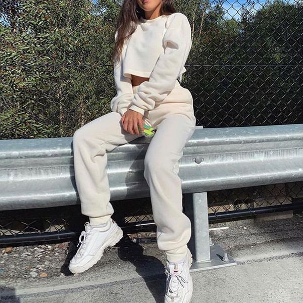 

women's tracksuits fsda long sleeve solid crop sweatshirt and jogger pants casual women set autumn winter tracksuit two piece sport, Gray