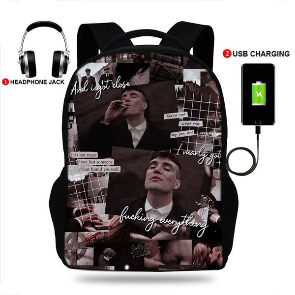 

backpack peaky blinders print school bags usb charge for teenagers student travel shoulder bag lapbolsa escolar