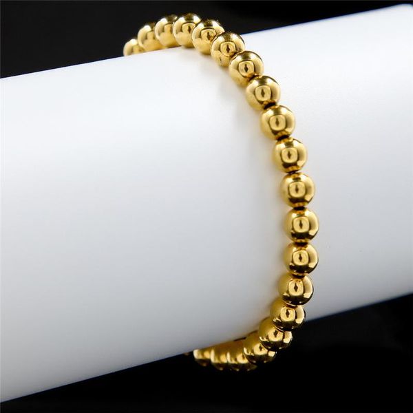

beaded, strands 6mm gold silver color beads bracelet for women trendy statement round beaded handmade starnd fashion jewelry, Black