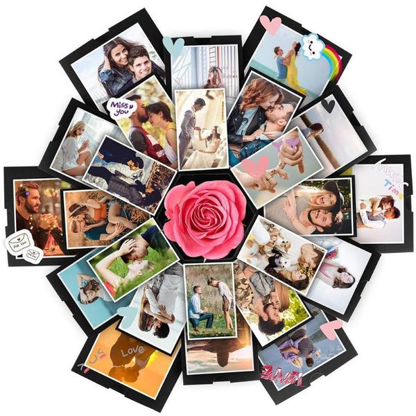 

gift wrap hexagon multilayers surprise explosion box diy self-adhesion scrapbook po for christmas birthday day