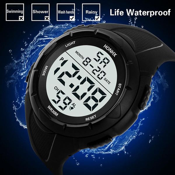 

wristwatches big dial sport watches mens 2021 luxury silicone strap luminous led digital military watch for men gift clock male reloj, Slivery;brown