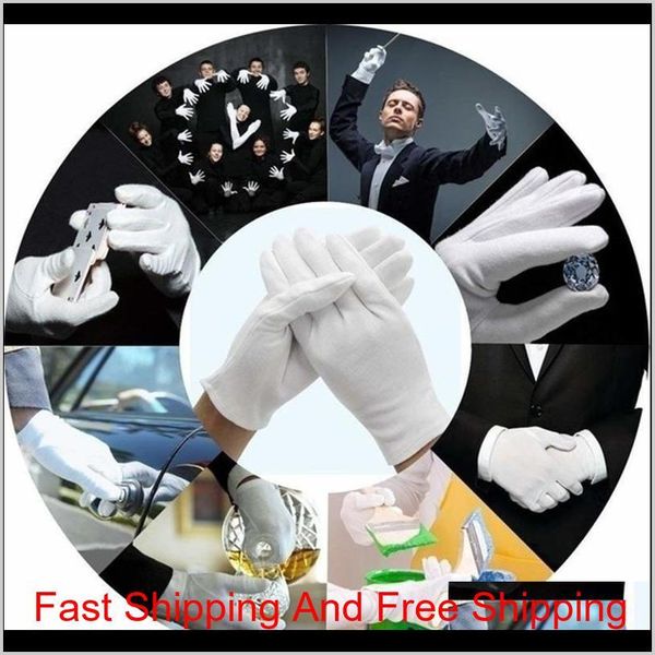 

12pcs soft white cotton gloves garden housework protective glove inspection work wedding ceremony gloves anti-stati qylxmf fivegarden