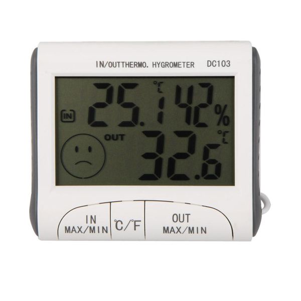 2021 Humidez de temperatura LCD Termômetro digital higrômetro medidor c / sensor externo com fio eletrônico