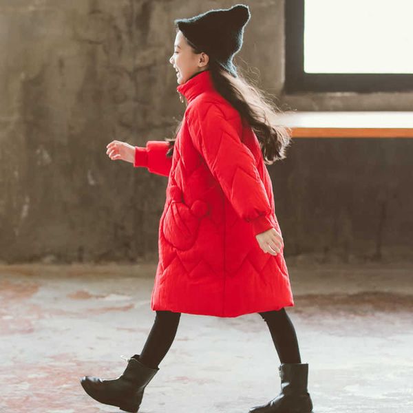 Bambini Inverno Scuola Ragazze Abbigliamento per bambini Ragazzi Giacca lunga Vestiti per neonate Cappotto con collo in pelliccia sintetica Tuta sportiva Cappotto Parka H0910