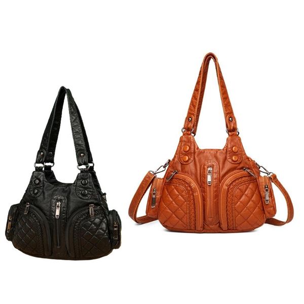 

evening bags handle shopping pack soft washed leather pu material multifunctional satchel for travel mother hobos