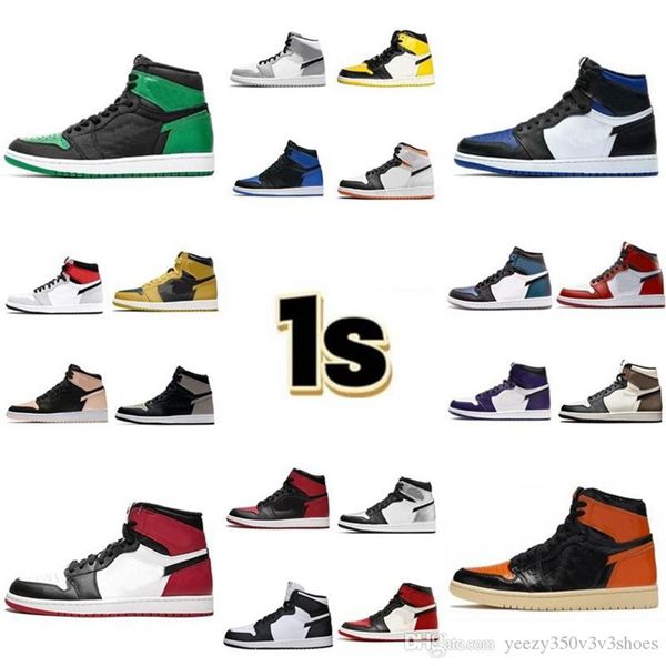 

jumpman 1 basketball shoes boots high men women og university blue fearless obsidian unc banned bred toe chicago red sport eur, Black