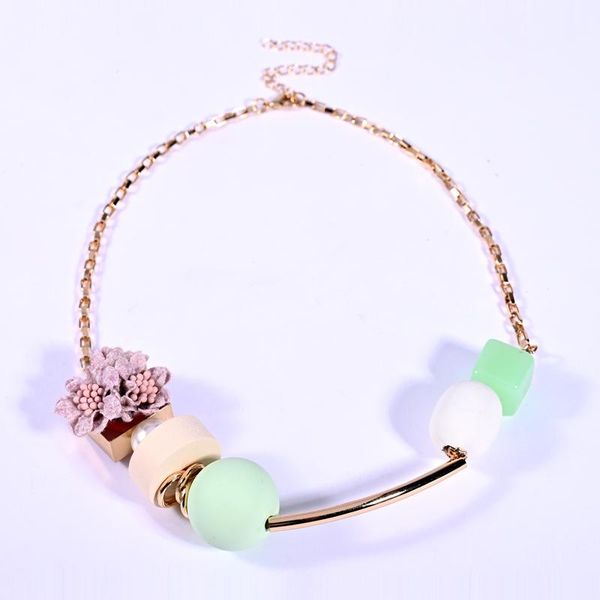 

pendant necklaces fashion bohemia handmade wood necklace for women leather flower statement choker geometric metal chain jewelry 2021bijoute, Silver