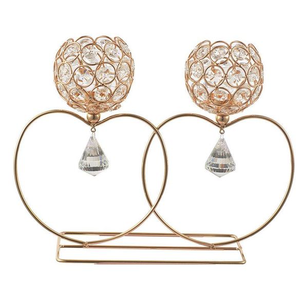 

european 2 arms decorative crystal candle holders heart candle stand wedding candleabra for romantic candlelight dinner