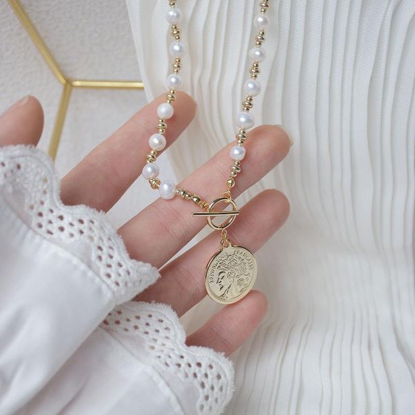 

chains 2021 fashion brand jewelry elegant freshwater pearl pendant&necklaces for women delicate charm choker necklaces, Silver