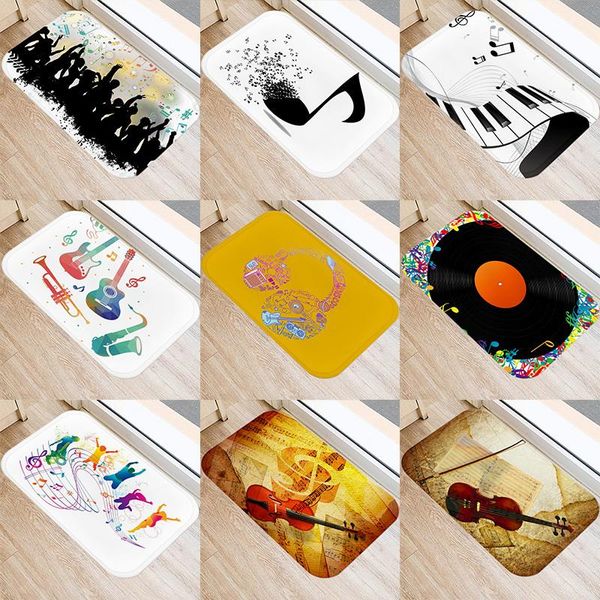 

carpets music pattern kitchen entrance 40*60cm door mat coral velvet carpet rubber indoor floor mats colorful non-anti-slip rug 48056