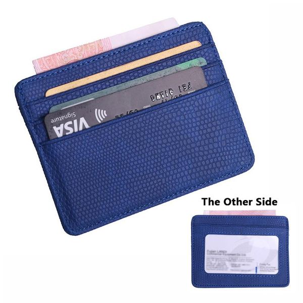 

card holders 1pc small mini travel leather bank business id holder wallet case for men women with window buisness, Brown;gray