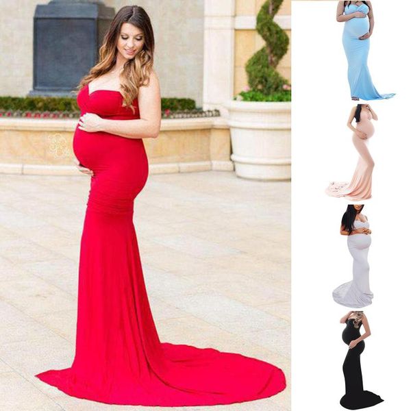 

maternity dresses summer dress women pregnants pography props sleeveless mop the floor solid zwangerschaps kleding, White