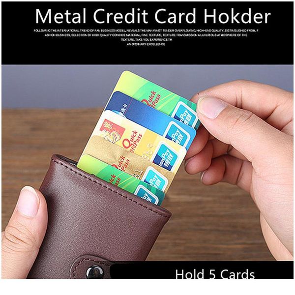 

bycobecy rfid business id cardholder slim card case mini wallet blocking genuine leather credit card holder alumin jllwyf