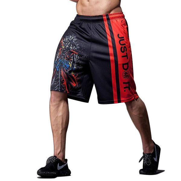 

men's shorts summer quick dry sports men running outdoor casual basketball streetwear anime printed five points, White;black