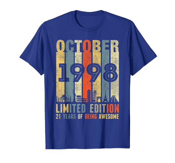 

october 1998 vintage funny 21st birthday gift t shirt, White;black