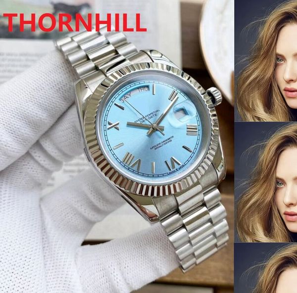 

day-date roman dial designer mens watches 41mm automatic movement 316l full stainless steel 2813 mechanical wristwatches luminous montre de, Slivery;brown