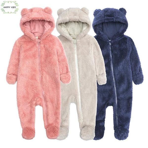 

autumn winter baby clothes romper boys girls pajamas for children cute cotton hooded overalls infant jumpsuit newborn clothes, Blue
