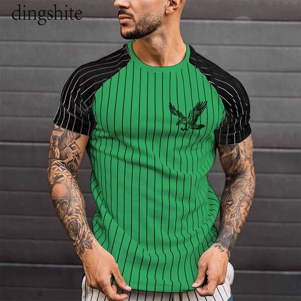 

men's t-shirts dingshite printed fashion men european and american high street hip hop stripe t shirt , personality sport, White;black