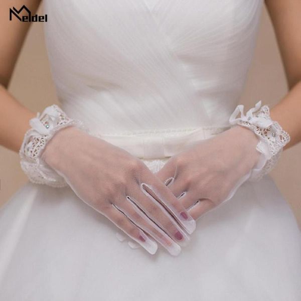 

bridal gloves fashion short white with beadings lace full finger wedding