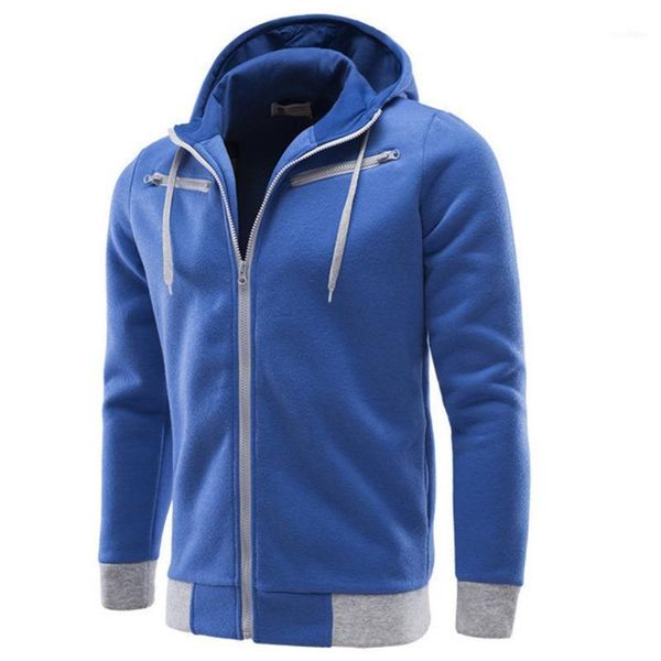 

men's solid color long sleeve hooded zipper cardigan hoodie fashion hoodies for men casual hoody style1, Black