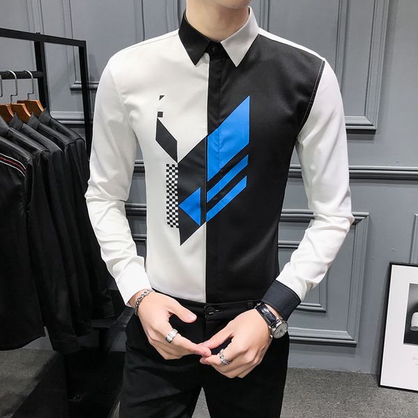 

male skin korean 2021 spring dress in man's shirt party streetwear men's blouse 363s, White;black