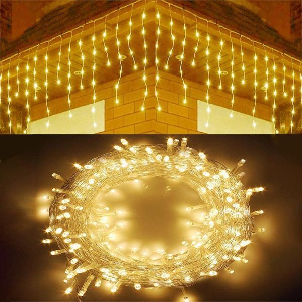 

strips 5m fairy led string light outdoor/indoor icicle droop curtain 8 modes ip44 decorated christmas wedding party house garden