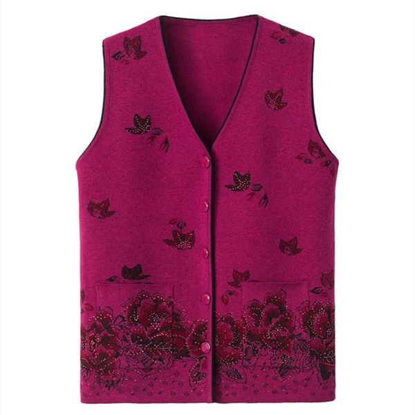 

women's vests autumn wool v-neck sweater vest mom sleeveless women knitted for casual, Black;white