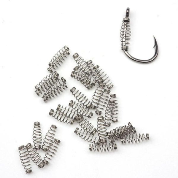 

100pcs fishhooks barbed fishing hook stainless steel spring accessories fishing tackle hooks centering spring pin