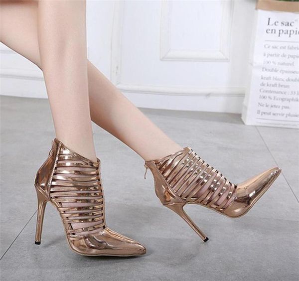 

cool boots hollow out high heel, Black