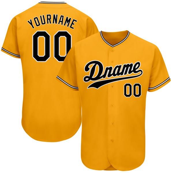

custom gold black-white-2 authentic baseball jersey, Blue;black
