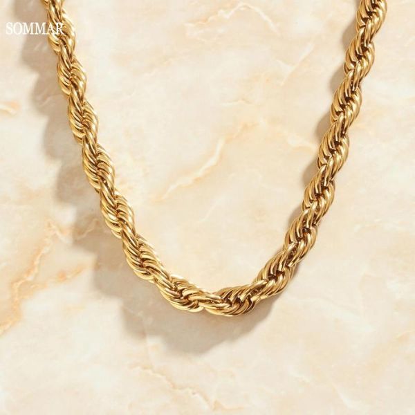 

sommar 18kgp gold filled necklace chains for female personal fashion twist necklace tattoo choker jewelry for women, Silver