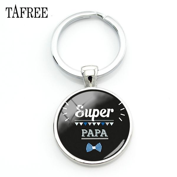 

tavintage almighty super papa car keychains silver colour glass handmade men jewelry key holders for father's day nt91