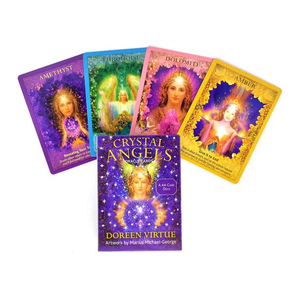 44 pcs Crystal Angel Oracle Tarot Cartões e PDF Divinate Divination Deck Deck Entertainment Board Game Support Shipping