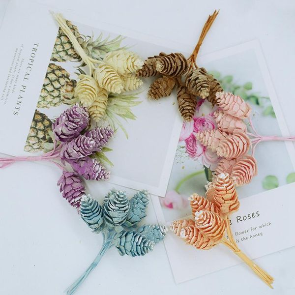 

12pcs simulation pine cone christmas decorations for home wedding accessories scrapbooking artificial plants pompom silk jllayd