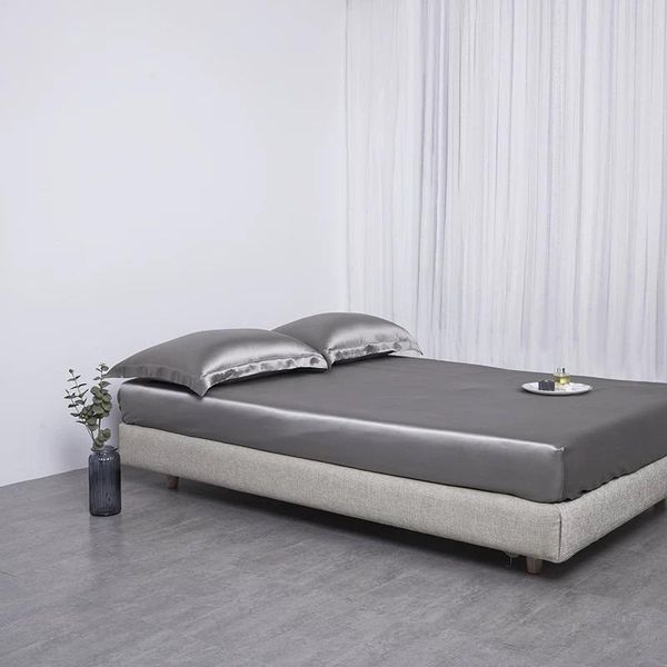 

sheets & sets 100% mulberry silk 25 mm seamless white beige blue champagne purple colors king queen size fitted sheet 1 piece customize ms04