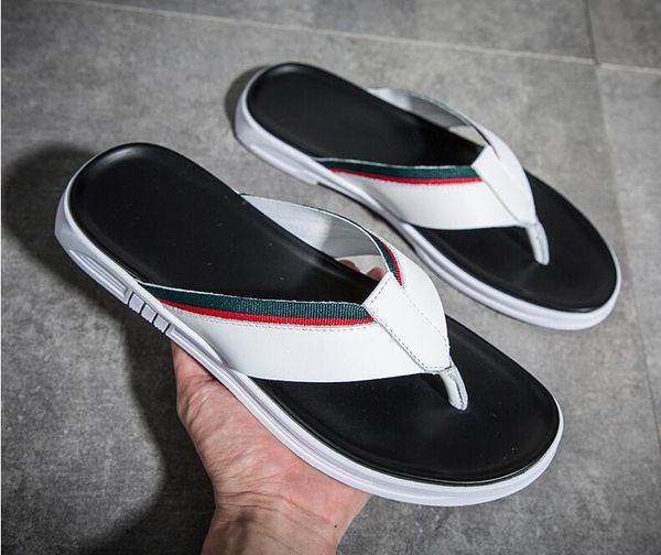 

new europe brand fashion mensstriped sandals causal non-slip summer huaraches slippers flip flops slipper quality, Black