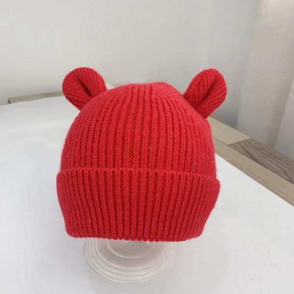 Berretti Cappelli 1Pc Simpatico Cartone Animato Orso Orecchio Cappello Del Bambino di Inverno Morbido Caldo Lavorato A Maglia Della Ragazza del Ragazzo Beanie di Colore Solido Infantile Del Bambino Cap Bonnet bambini