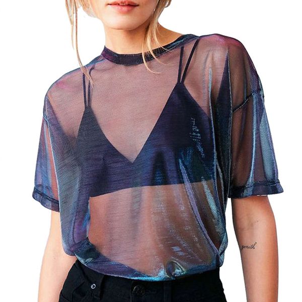 

womens t-shirt vogue designer t shirt sheer club party wear for woman hollow out shirts summer hip hop streetwear fashion tees casual crew, White