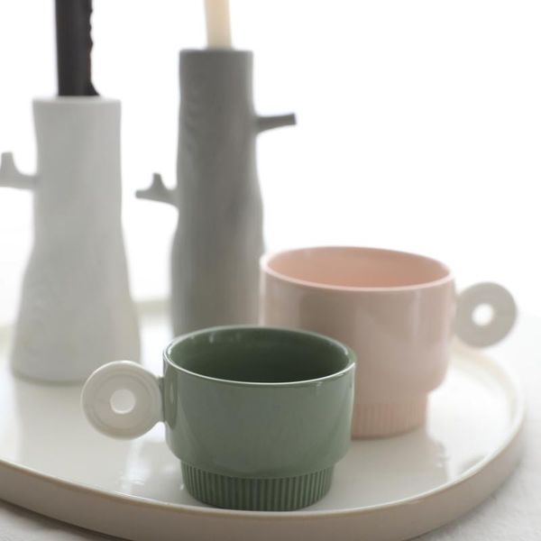 

mugs the selling simple refreshing doughnut handle stack cup ceramic color earth child mother creative coffee milk