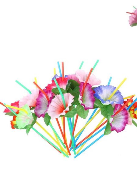 

disposable dinnerware 20pcs flower flexible bendable drinking straw decorative cocktail straws party table decor for wedding birthday