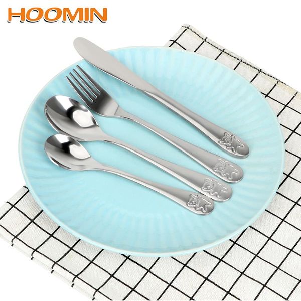 

hoomin dinnerware set silver dinner tableware spoon knife fork stainless steel cutlery set kitchen accessories