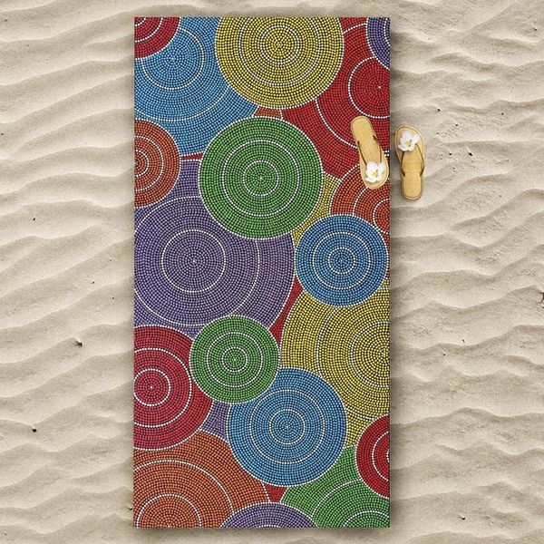 

towel round quick-drying printing beach swimming light and portable soft microfiber drop