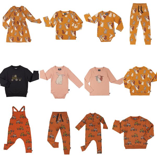

2021 girl clothes new autumn winter carlijnq brand bunny pattern kids sweatshirt baby romper pants cartoon children boys b7lw, Blue