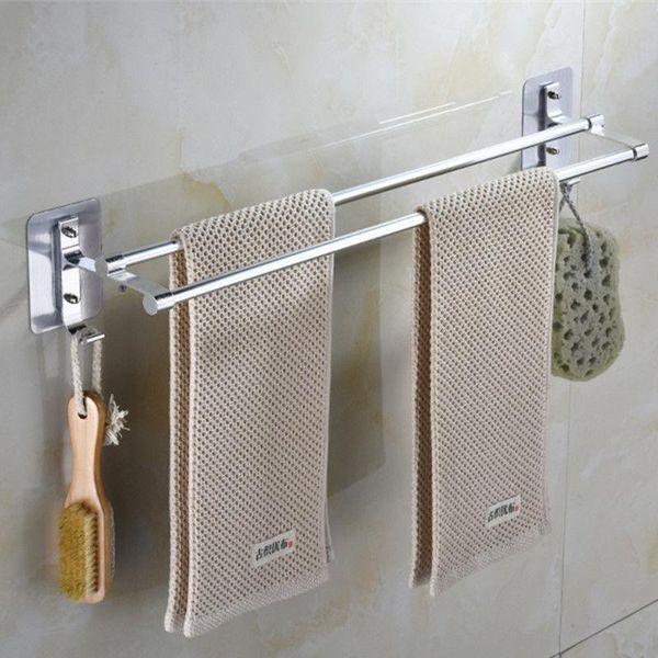 

towel racks wall mounted holder rack self-adhesive hanger bathroom bar shelf aluminum hanging hook home organizer