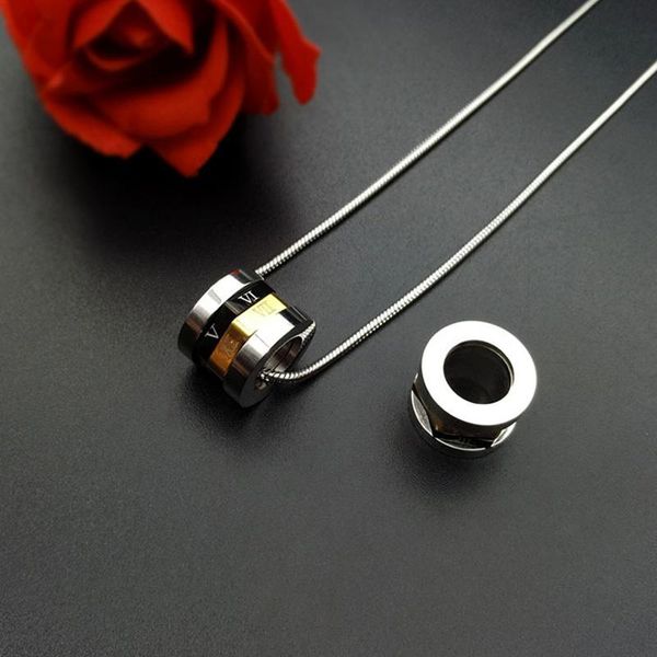 

pendant necklaces mens stainless steel steampunk black necklace gold jewelry for neck gifts male roman numerals accessories, Silver