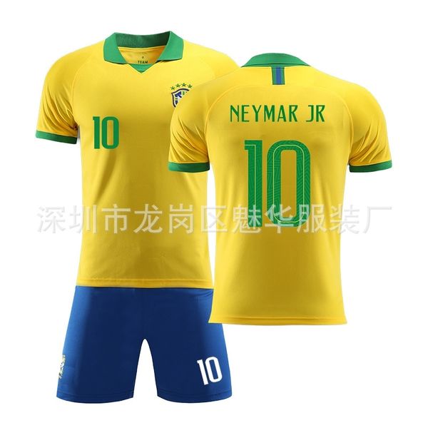 

2019 cup of america brazil home and away jersey no.10 neymar football suit children's wear + socks, Black;white
