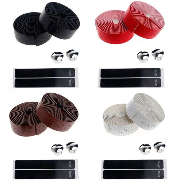 

bike handlebars &components 2x cycling road sports handlebar tape faux leather wrap +2 bar plug plugs bicycle accessories