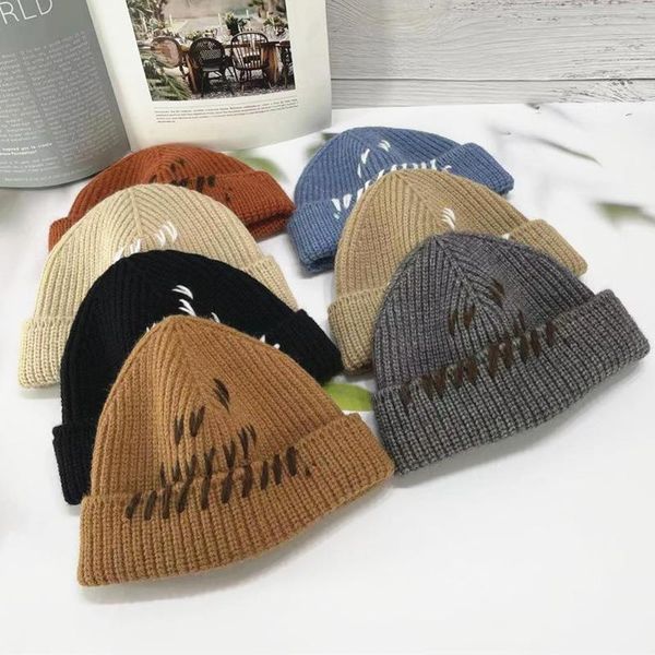 

beanies beanie hat hand-stitched knitted woolen autumn and winter warmth cold women's